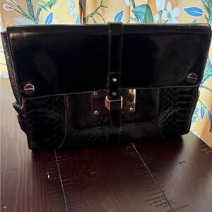 Elegant Black snake/alligator VINTAGE Jessica Simpson oversized clutch handbag